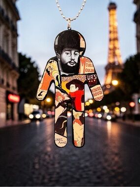 Artisan Multi-Color Portrait Pendant Necklace Toulouse Lautrec Moulin Rouge